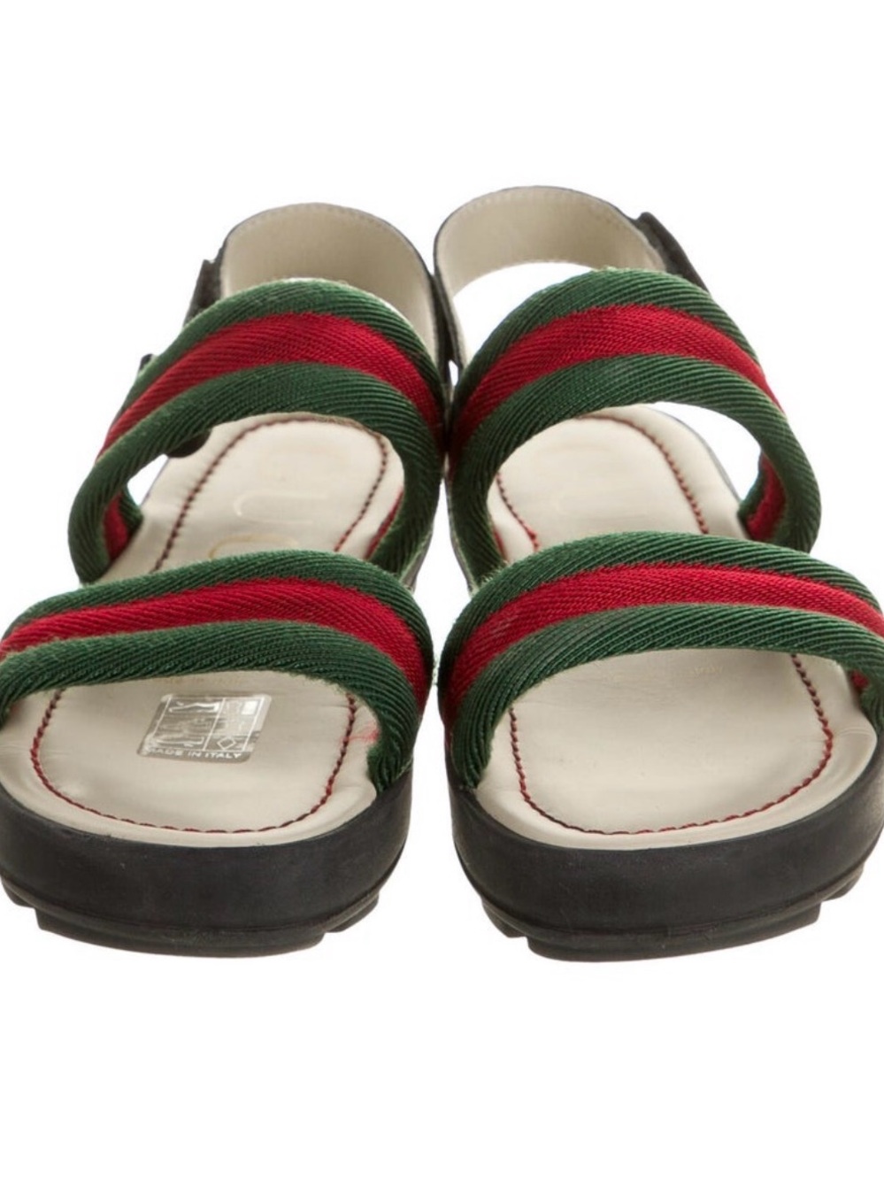 Gucci Kids Red & Green Striped Slingback Sandals